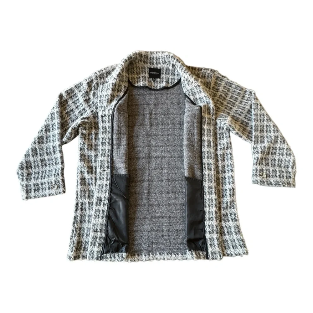 Liverpool Heather Houndstooth Fuzzy Button Front Boxy Jacket Women's Large - Picture 16 of 16